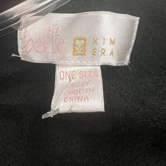 Belle by Kim Gravel Womens Open Front Poncho Cardigan Black/Gray One Size Fringe - Picture 8 of 9